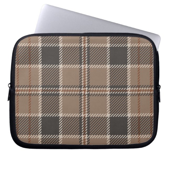 Capa Para Notebook Academia Taupe Tartan  (Frente)