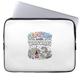 Capa Para Notebook Acampamento de Unicórnio com Adesivo Kawaii de Uni