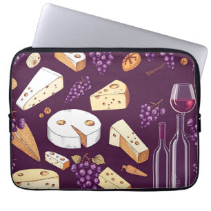Capa Para Notebook Acompanhamento de Vinho e Queijo Gourmet Desenhado