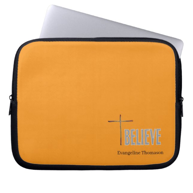 Capa Para Notebook Acredite Cruz Cristã Nome Personalizado Senhoras (Frente)