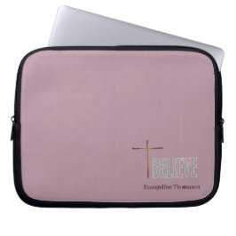 Capa Para Notebook Acredite Cruz Cristã Nome Personalizado Senhoras