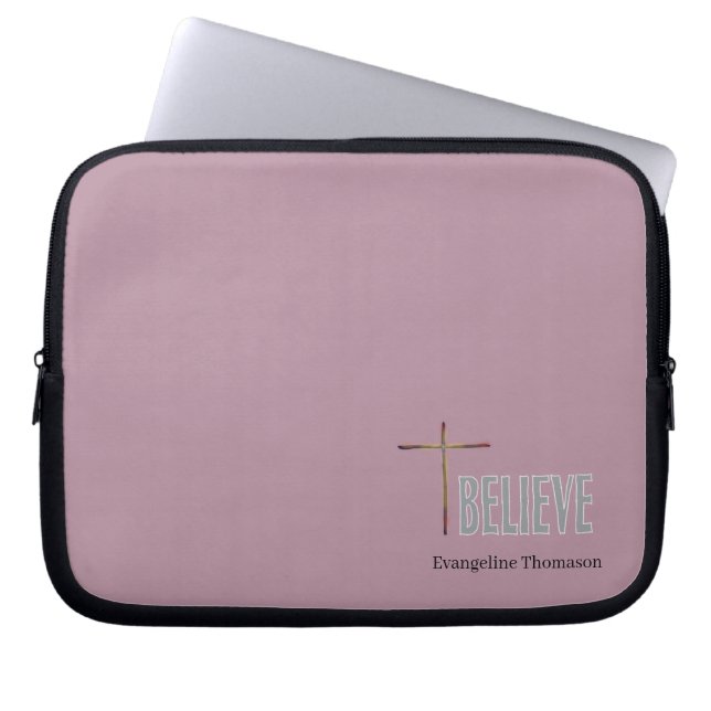 Capa Para Notebook Acredite Cruz Cristã Nome Personalizado Senhoras (Frente)