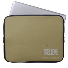 Capa Para Notebook Acredite no nome personalizado da Cruz Cristã Mulh