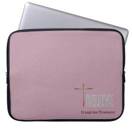 Capa Para Notebook Acreditem em nomes personalizados da Cruz Cristã M