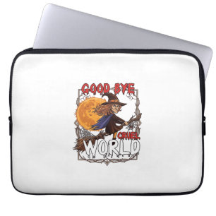 Capa Para Notebook Adeus Mundo Cruel Bruxa Halloween Lua Cheia Teia d