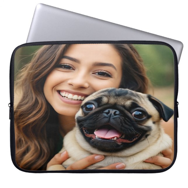 Capa Para Notebook Adicionar Foto de Pug Personalizar Customizar (Frente)