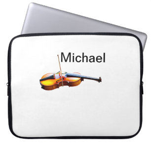 Capa Para Notebook Adicione seu nome texto violino marrom música aman