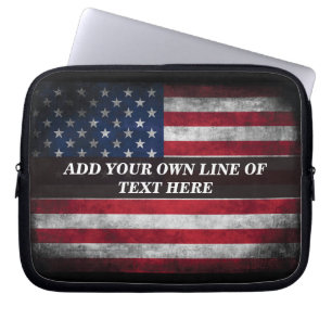 Capa Para Notebook Adicione seu texto na bandeira americana
