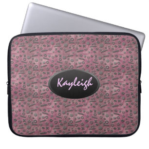 Capa Para Notebook Adicione sua bolsa de laptop cor-de-rosa conhecida