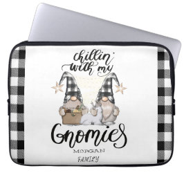 Capa Para Notebook Adoráveis Gnomes Fofos Xadrez Preto de Búfalo
