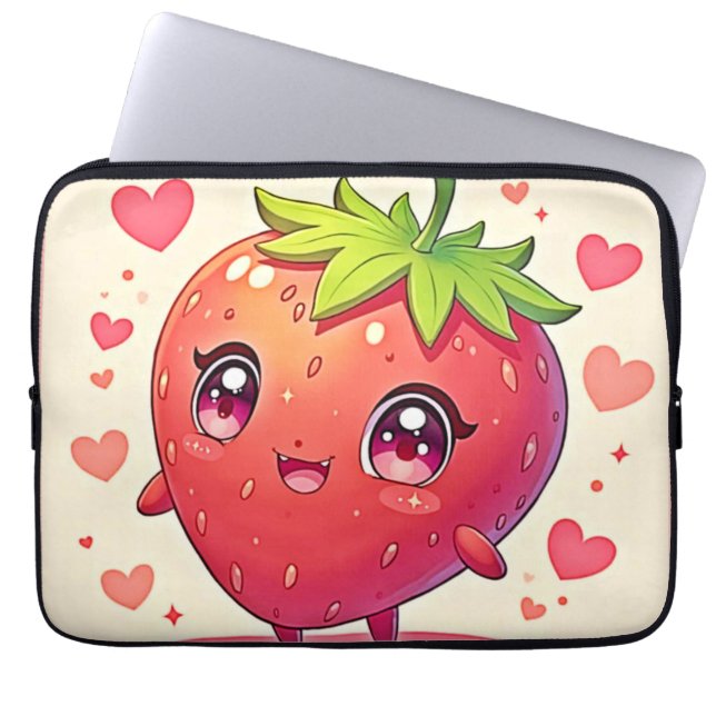 Capa Para Notebook Adorável Design de Strawberry Love (Frente)