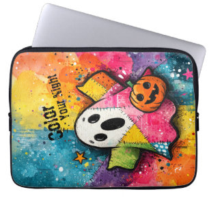 Capa Para Notebook Adorável Fantasma de Patchwork Arte Colorida de re