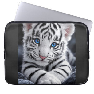 Capa Para Notebook Adorável Poster de Filhote de Tigre Branco com Olh