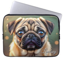 Capa Para Notebook Adorável Pug Close up | Cachorro Fofo Personalizad