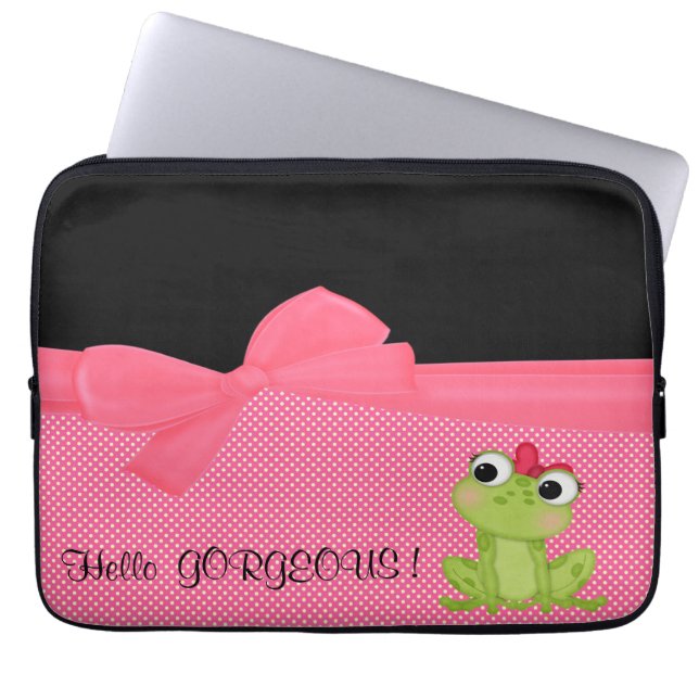 Capa Para Notebook Adorável Sapo Bonito em Bolinhas-Olá Lindíssima (Frente)