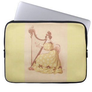 Capa Para Notebook Adorável Vintage Lady Tocando Música Em Um Harp