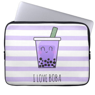 Capa Para Notebook Adoro Boba Kawaii Bubble Tea Taro Ube Puro