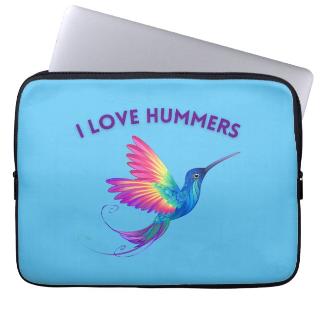 Capa Para Notebook Adoro Hummers Exóticos Rainbow Hummingbird Voando (Frente)