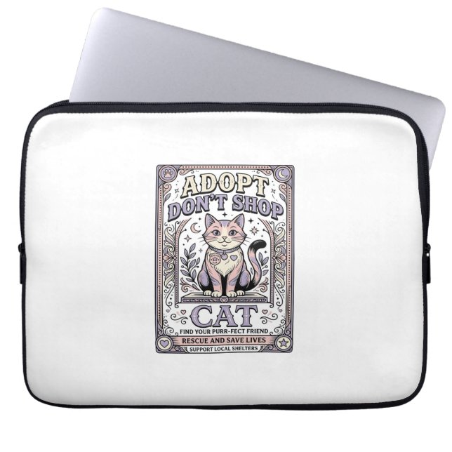 Capa Para Notebook Adote Não Compre Gato Resgate de Gatos Adoção Vint (Frente)