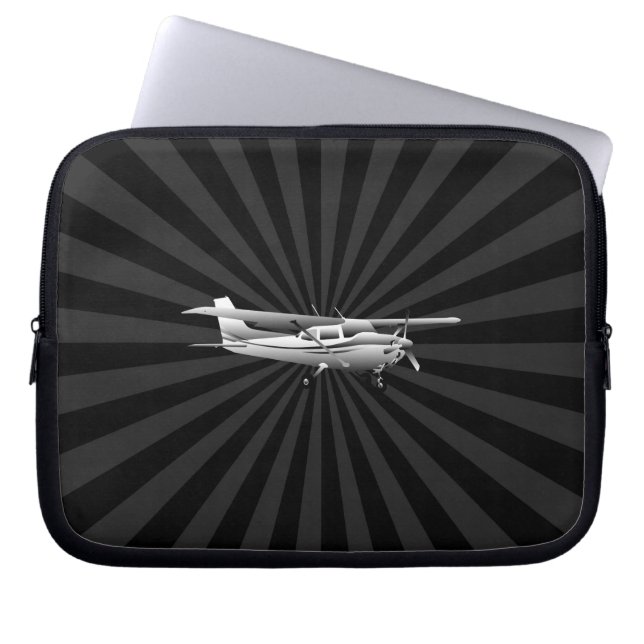 Capa Para Notebook Aeronave Cessna Silhouette Voando Black Sunburst (Frente)