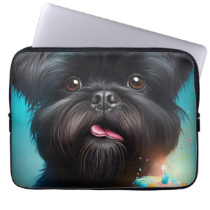 Capa Para Notebook Affenpinscher celebrando Balões de aniversário bol