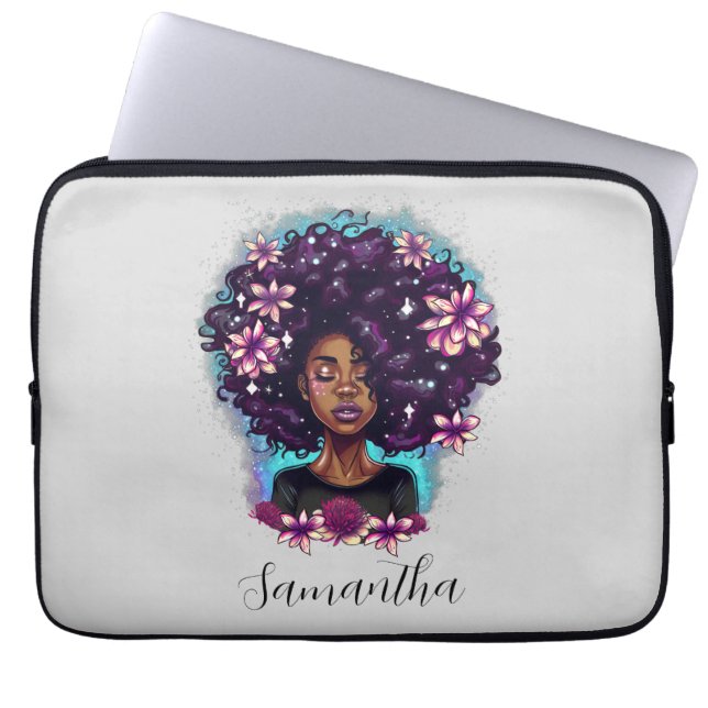 Capa Para Notebook Afro-Mulher Floral (Frente)