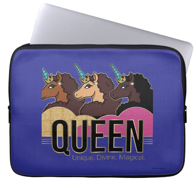 Capa Para Notebook Afro Unicorn Queen Trio Design (Frente)