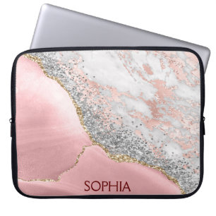 Capa Para Notebook Agato de mármore rosa
