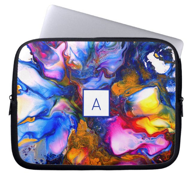 Capa Para Notebook Agato Monograma Arte Fluida Personalizada (Frente)