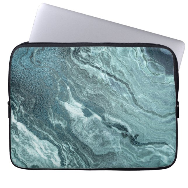 Capa Para Notebook Agato Teal Cristalalizado | Pedra Marmorizada Aqua (Frente)