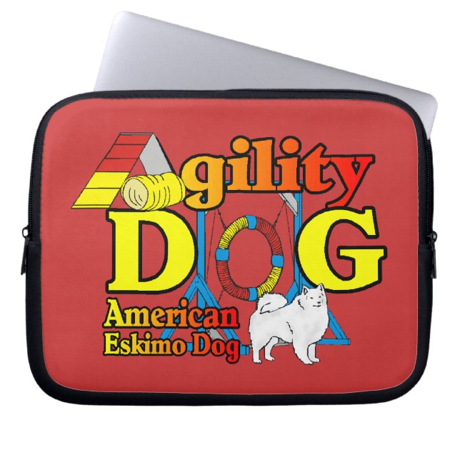 Capa Para Notebook Agilidade de Cão Eskimo Americano (Frente)