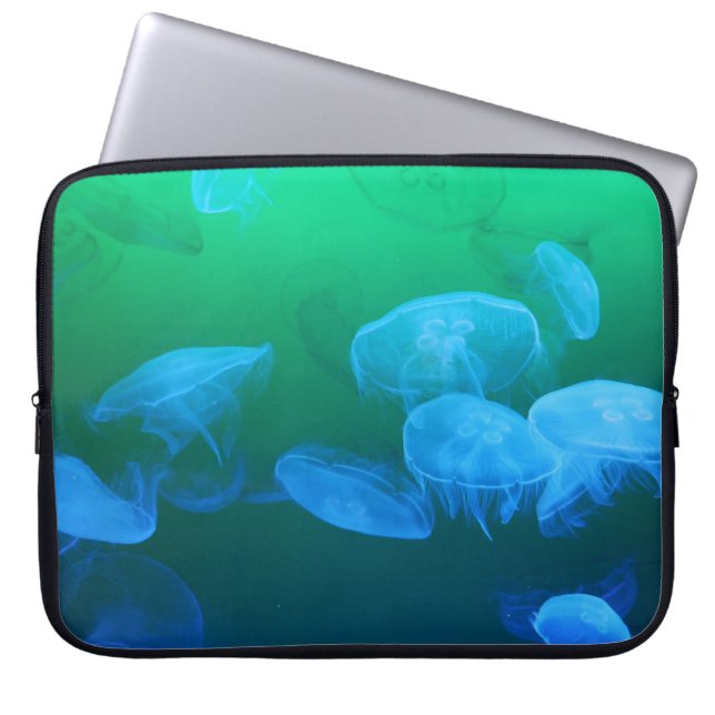 Capa Para Notebook Água-viva Legal Gradiente Verde Azul (Frente)