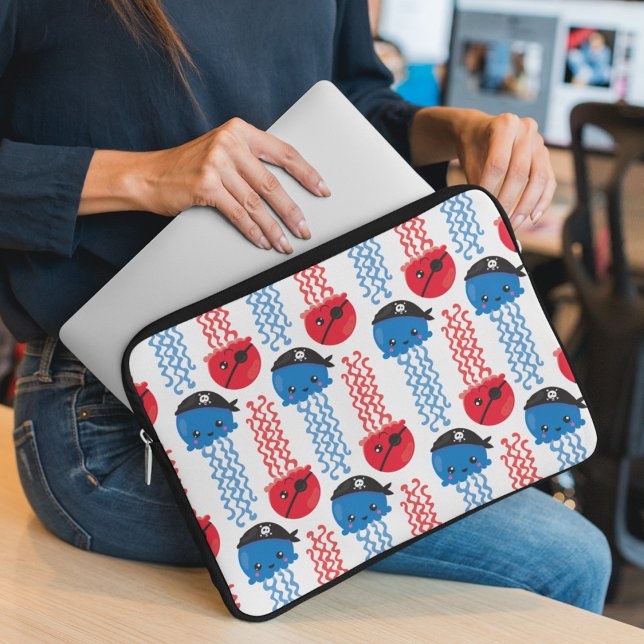 Capa Para Notebook Água-viva pirata, padrão de água-viva, animais mar (Criador carregado)