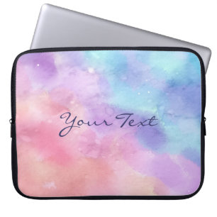 Capa Para Notebook Aguarela cor-de-rosa e azul personalizada