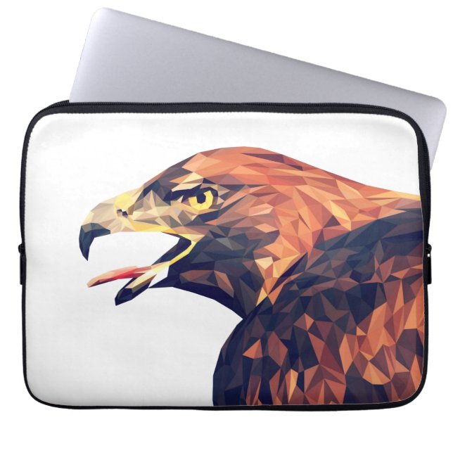 Capa Para Notebook Águia Dourada Geométrica (Frente)