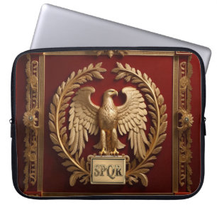 Capa Para Notebook Águia Imperial Romana Dourada sobre Vermelho nº 4