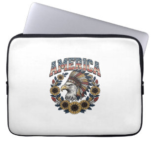 Capa Para Notebook Águia Patriótica América Girassol Vintage