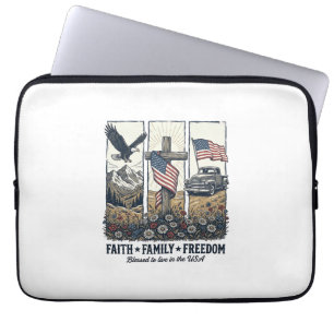 Capa Para Notebook Águia Patriótica Vintage Fé Família Liberdade