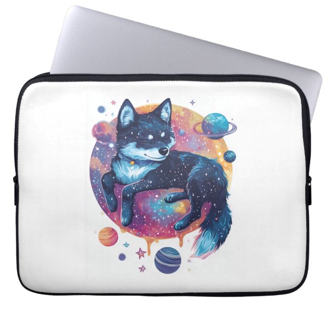 Capa Para Notebook Akita Astral - Cão Espacial Cósmico (Frente)