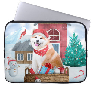 Capa Para Notebook Akita Dog Na Casa De Cachorro De Neve