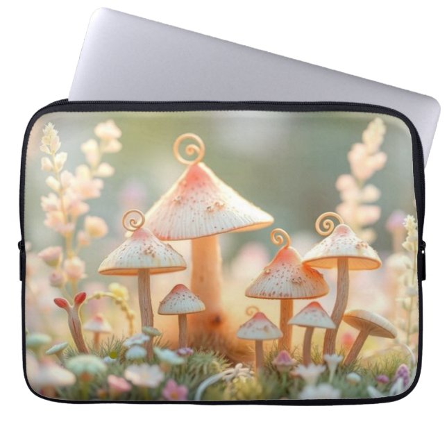 Capa Para Notebook Aldeia de Cogumelo com Aquarela | Cozy Lapto (Frente)