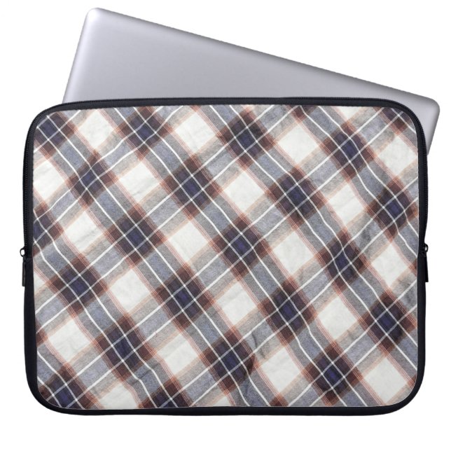 Capa Para Notebook algodão ecológico de Gingham em cores do outono. (Frente)