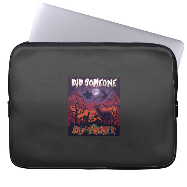 Capa Para Notebook Alguém Disse Presente Halloween Alpaca Bruxa Lua (Frente)