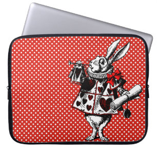 Capa Para Notebook Alice no Coelho Branco em Bolinhas Maravilhas