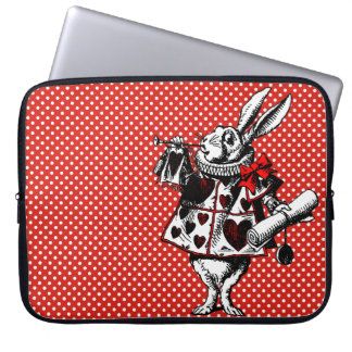 Capa Para Notebook Alice no Coelho Branco em Bolinhas Maravilhas