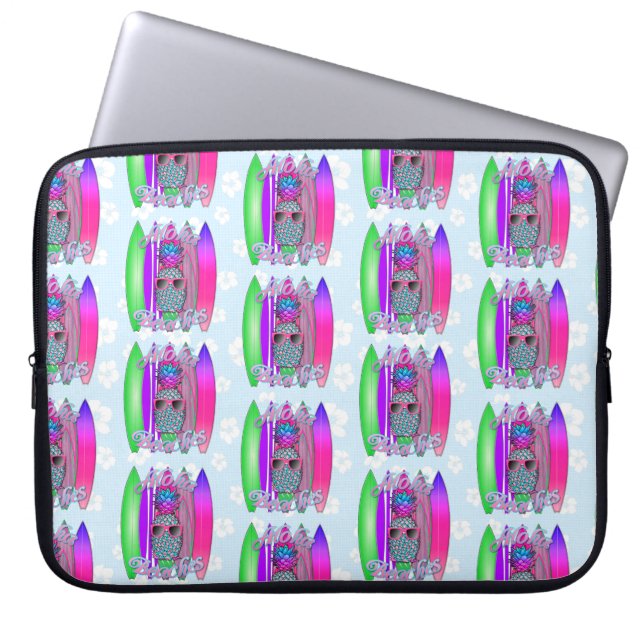 Capa Para Notebook Aloha Beaches Surf Tropical Abacaxi (Frente)