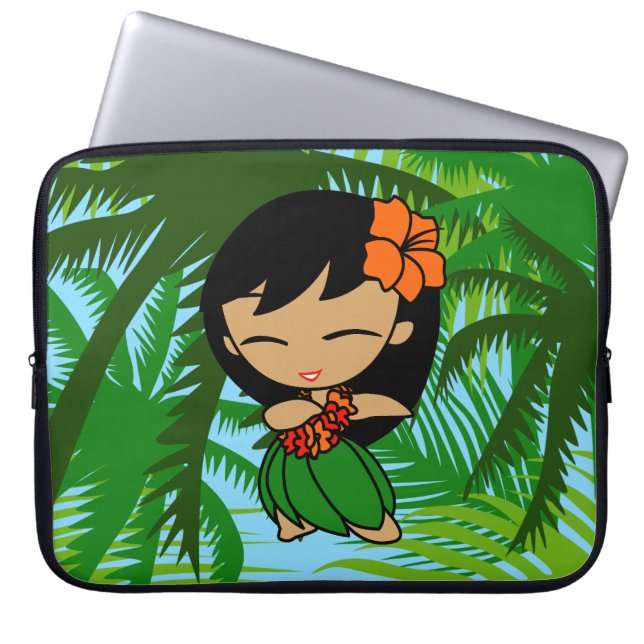 Capa Para Notebook Aloha Honys Hawaiai Palms Hula Girl Wetcase (Frente)