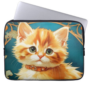Capa Para Notebook Alphonse Mucha Art Nouveau Cat
