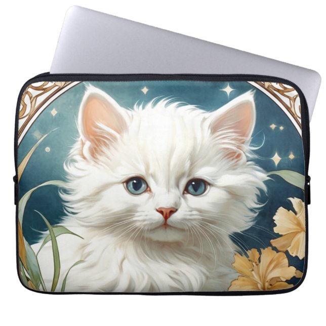 Capa Para Notebook Alphonse Mucha Art Nouveau Kitten (Frente)