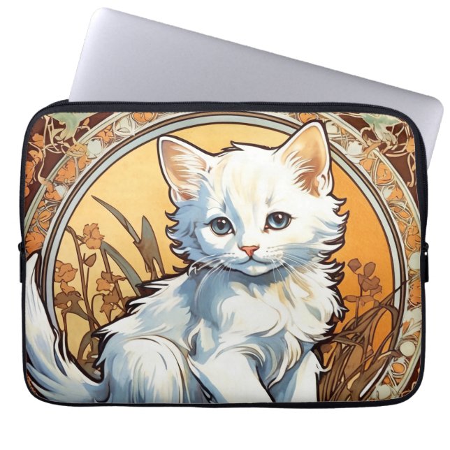 Capa Para Notebook Alphonse Mucha Style Cat (Frente)